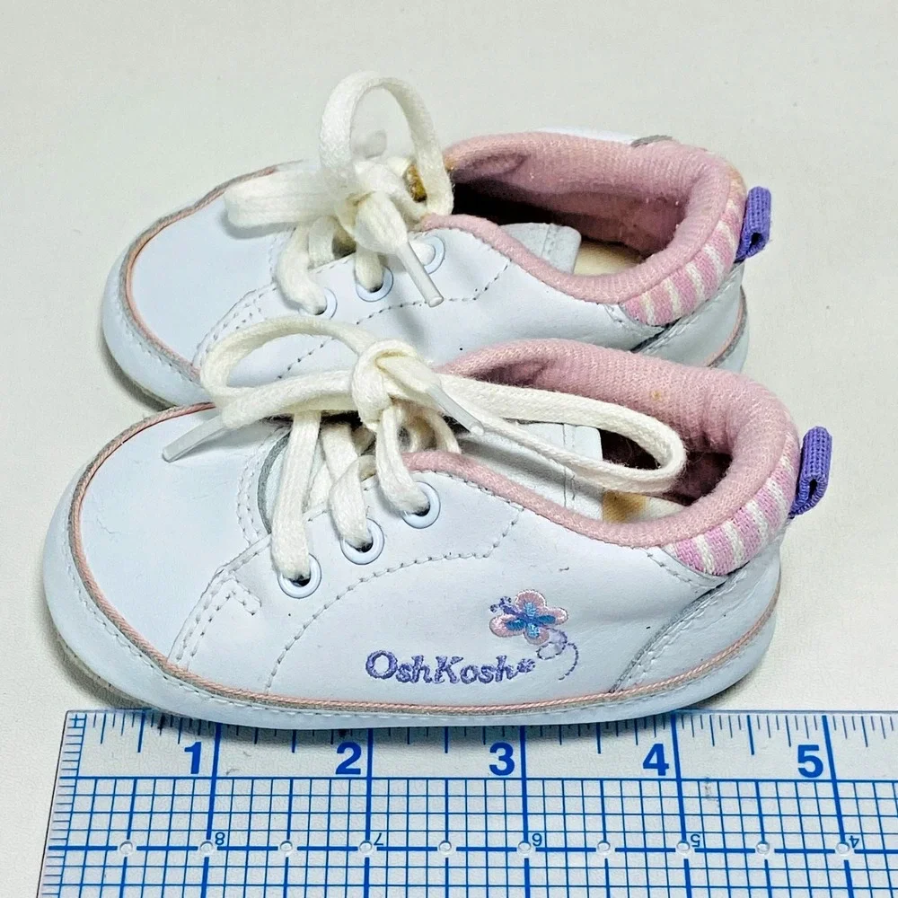VTG Oshkosh B'gosh Baby Butterfly Crib Shoes Sz 0 Girls Sneakers Newborn 80s 90s